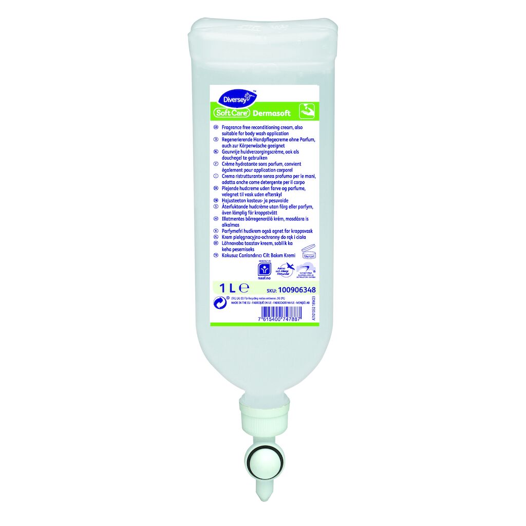 Soft Care Safe Dermasoft 6x1L - Regenerierende Handpflegecreme ohne Parfum, auch zur Körperwäsche geeignet