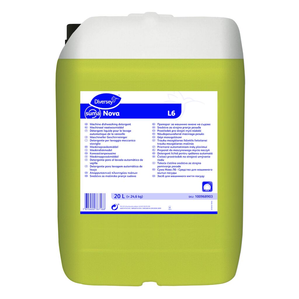 Suma Nova L6 20L - Detergente liquido per lavaggio meccanico stoviglie per acque dure, privo di cloro e NTA