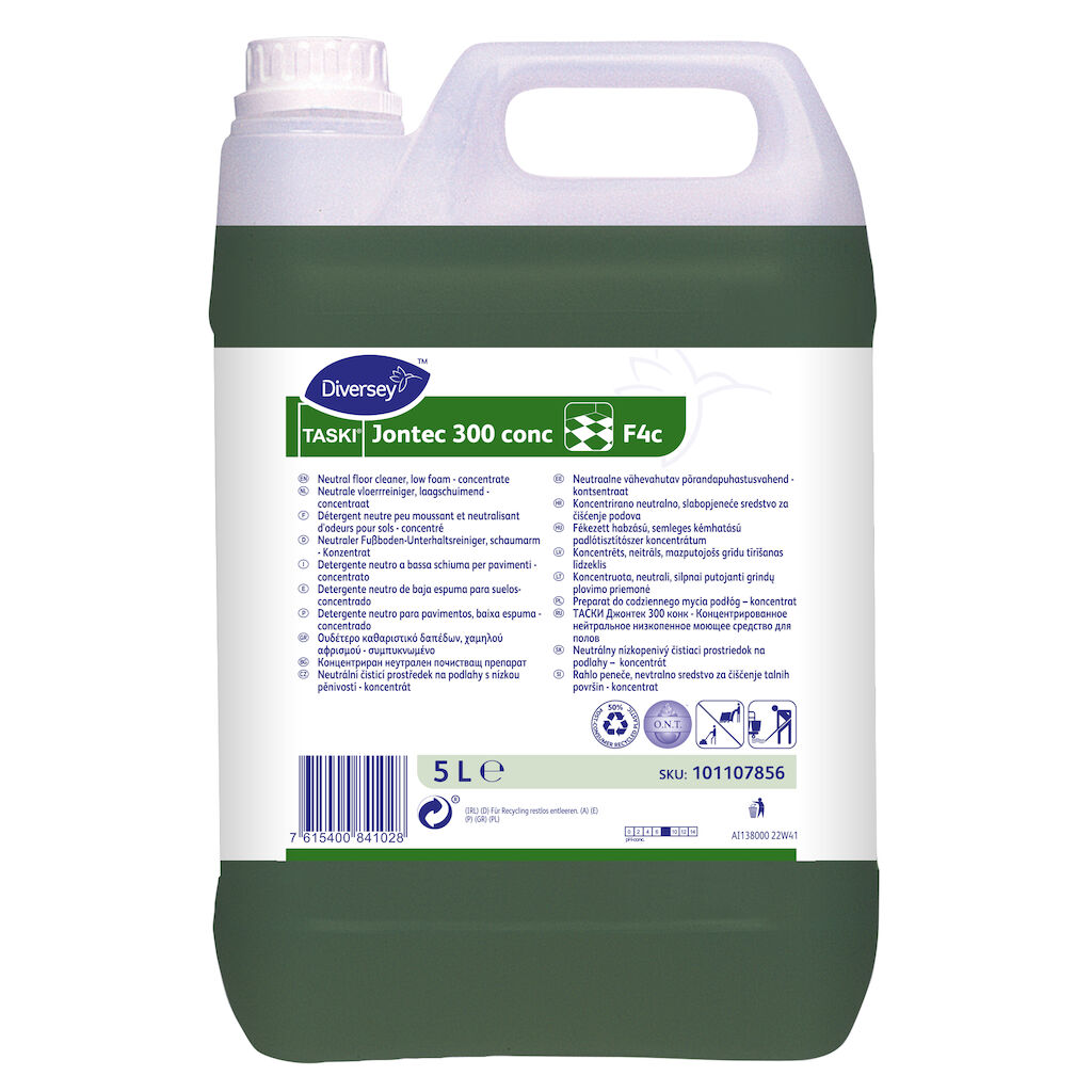 TASKI Jontec 300 conc F4c 2x5L - Detergente per pavimenti neutro e poco schiumoso