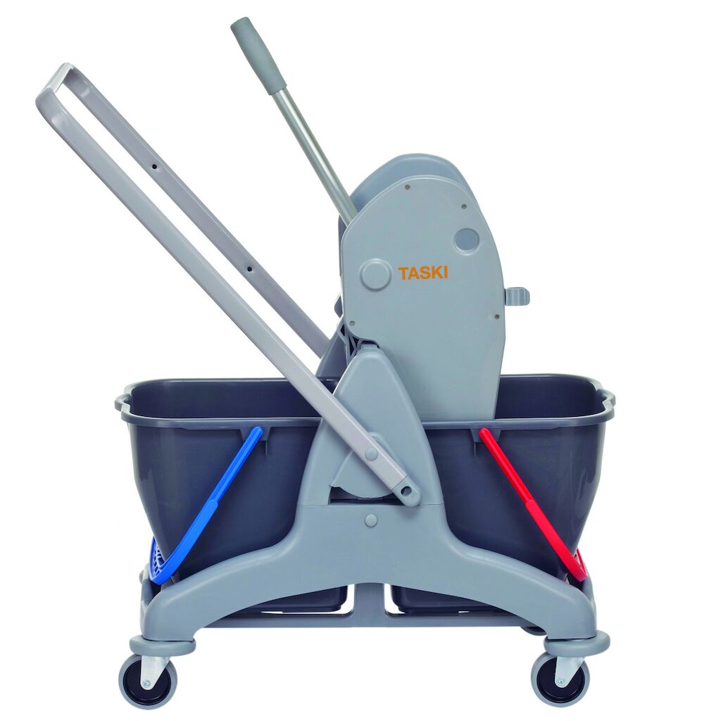 TASKI Duo Bucket Cart Set 1pz - Doppio secchio mobile TASKI con pressa e 2x 15 L secchi in plastica - rosso / blu