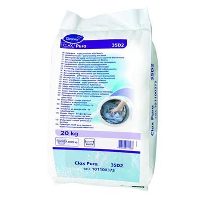 Clax Pura 35D2 20kg - Detergente in polvere per il lavaggio dei tessuti, privo di fosfati e ad alte prestazioni, adatto a basse e medie temperature