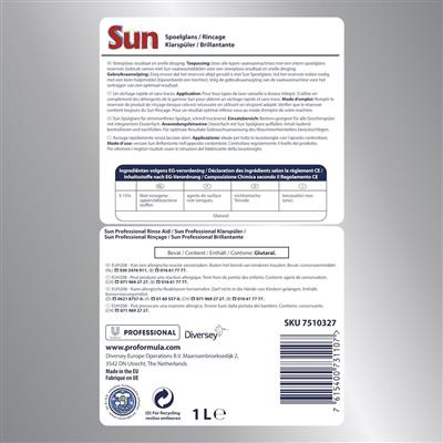 Sun Pro Formula Rinse aid 6x1L - Klarspüler, geeignet für Haushaltsgeschirrspülmaschinen.