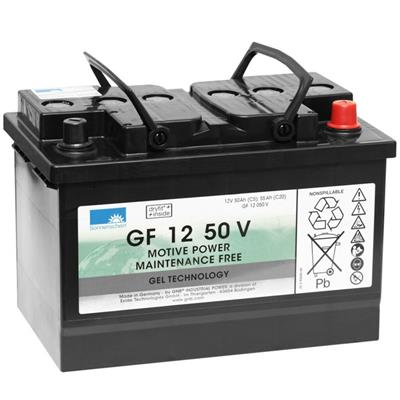 Battery Gel 1Stk. - 12V / 50Ah / 5 - Gelbatterie, Betriebsspannung 12V, Kapazität 50Ah, wartungsfrei, einsetzbar für TASKI swingo 455/755/855/955/1255, Stolzenberg KSE910/1000, 1 Jahr Garantie